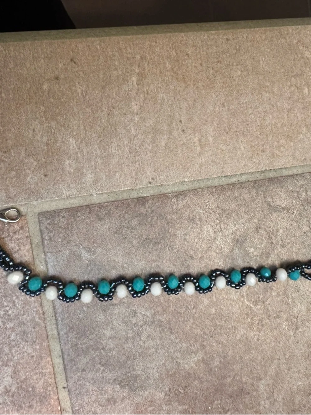 NEW! Handmade Bracelet blue and white beads silver NWT with a bohemian flair!